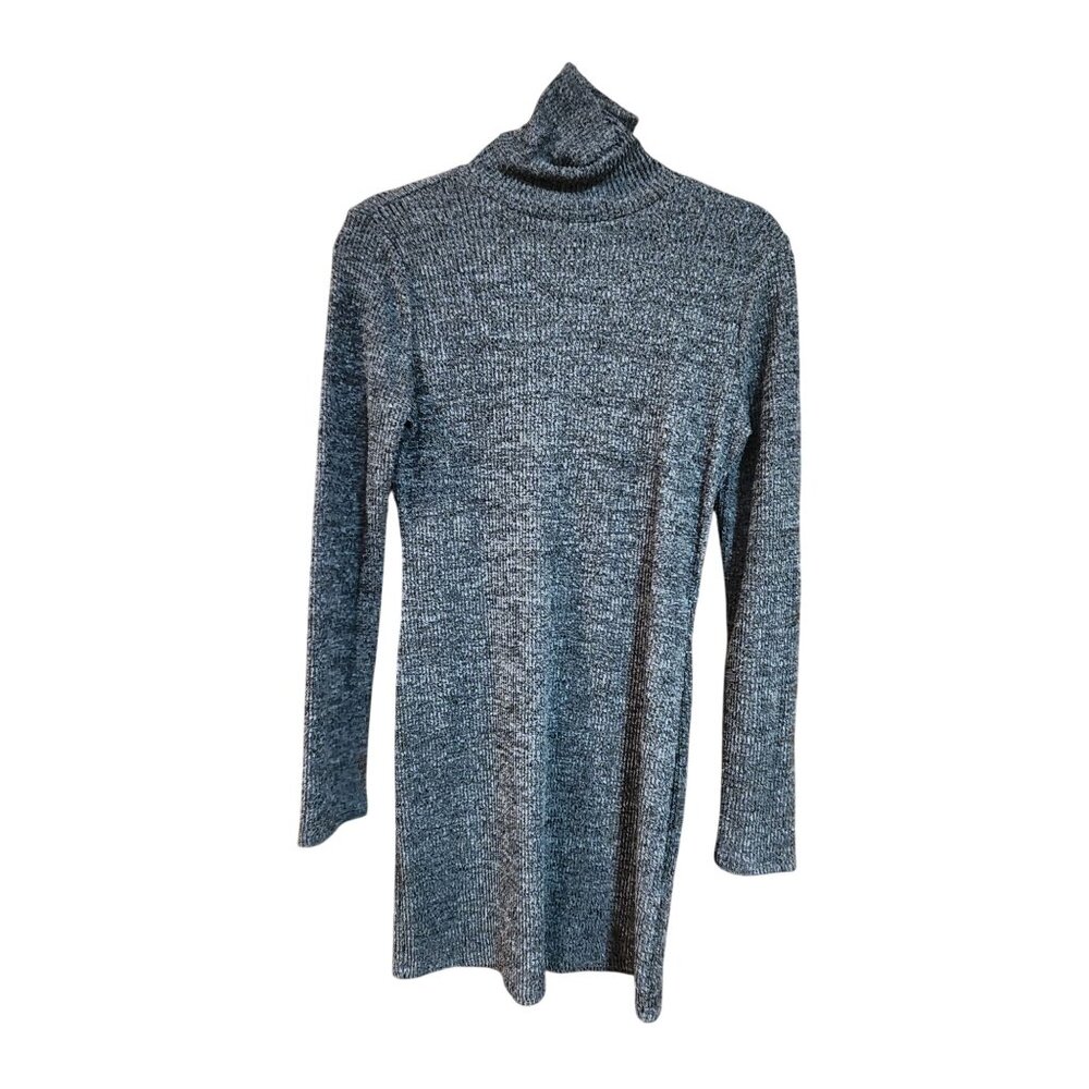 So Gray Ribbed Knit Long Sleeve Turtleneck Sweater Dress Womens Size M